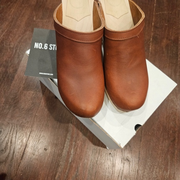 No.6  Old School High Heel Clogs Brown  Size 42 - Picture 3 of 9